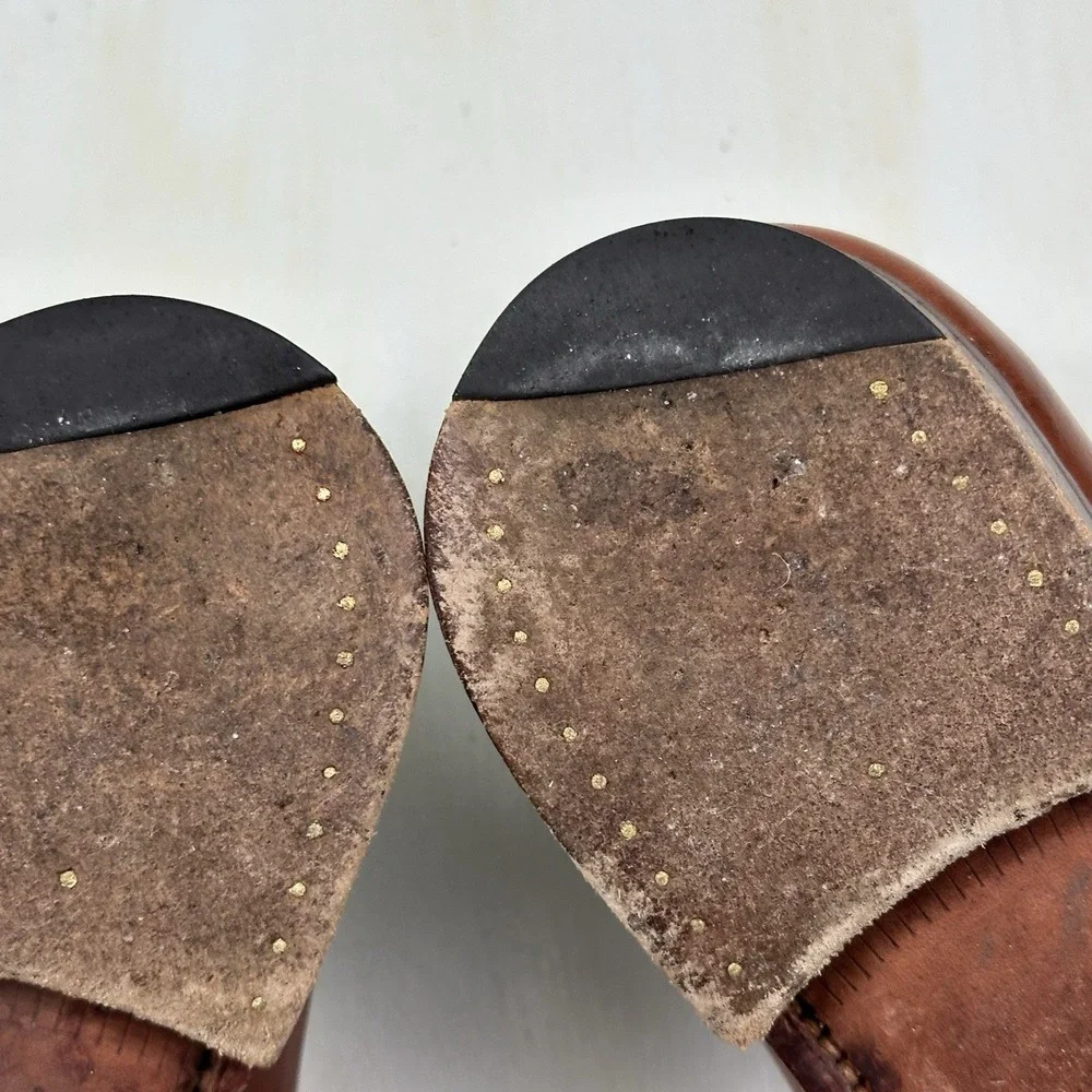 Alfred‎ Sargent J Crew Double Monk Strap Shoes 9 Chestnut Brown Leather England